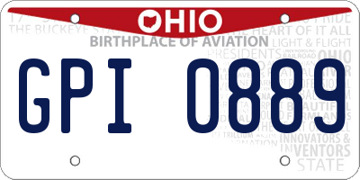 OH license plate GPI0889