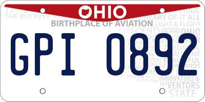 OH license plate GPI0892