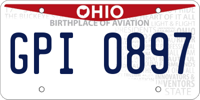 OH license plate GPI0897