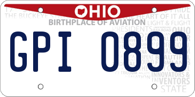 OH license plate GPI0899