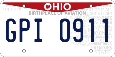 OH license plate GPI0911