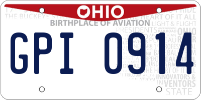 OH license plate GPI0914