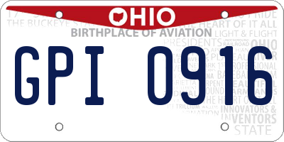 OH license plate GPI0916