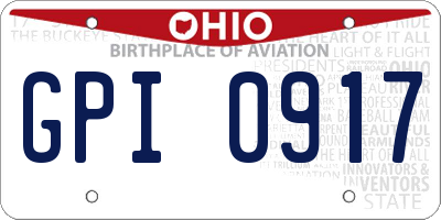 OH license plate GPI0917