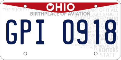 OH license plate GPI0918