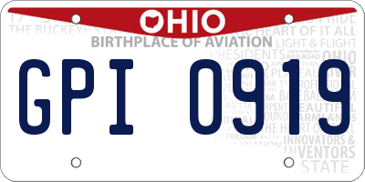 OH license plate GPI0919