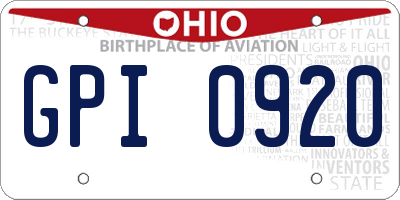 OH license plate GPI0920