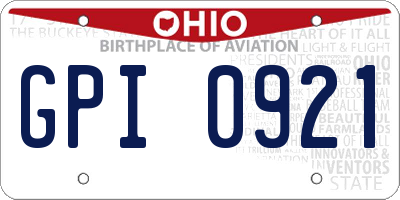 OH license plate GPI0921