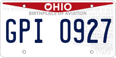 OH license plate GPI0927