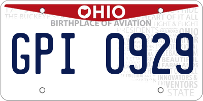 OH license plate GPI0929