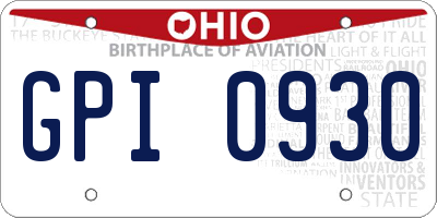 OH license plate GPI0930