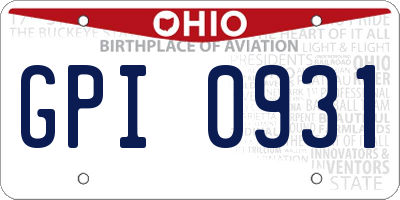 OH license plate GPI0931