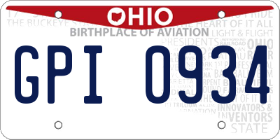 OH license plate GPI0934