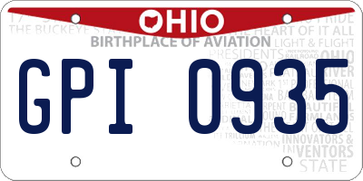 OH license plate GPI0935
