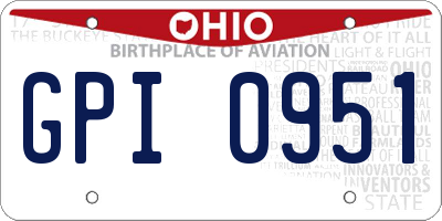 OH license plate GPI0951