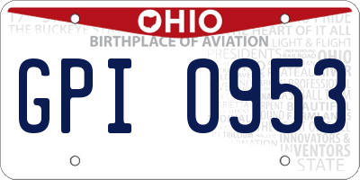 OH license plate GPI0953