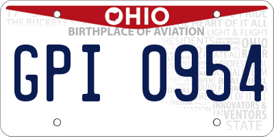 OH license plate GPI0954