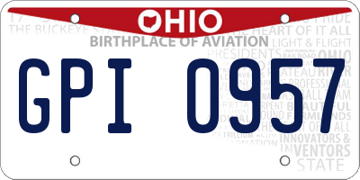 OH license plate GPI0957