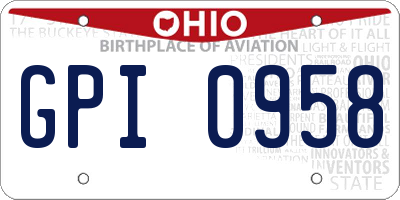 OH license plate GPI0958