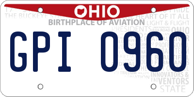OH license plate GPI0960
