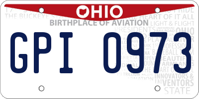OH license plate GPI0973