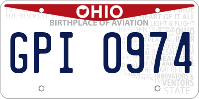 OH license plate GPI0974