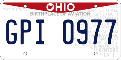 OH license plate GPI0977
