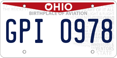 OH license plate GPI0978