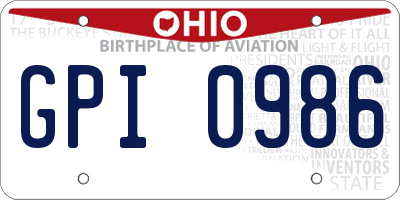 OH license plate GPI0986