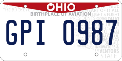 OH license plate GPI0987