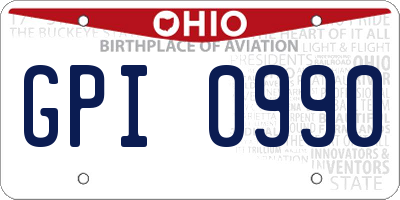 OH license plate GPI0990
