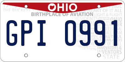 OH license plate GPI0991
