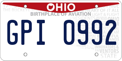 OH license plate GPI0992