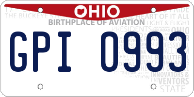 OH license plate GPI0993