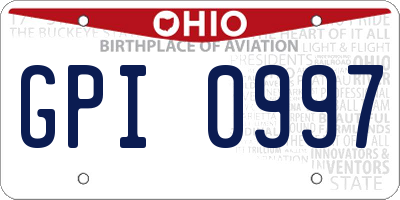 OH license plate GPI0997