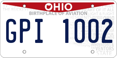OH license plate GPI1002