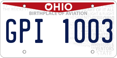 OH license plate GPI1003