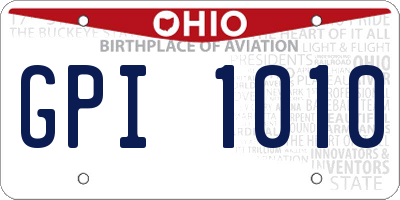 OH license plate GPI1010