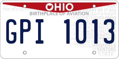 OH license plate GPI1013