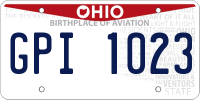 OH license plate GPI1023