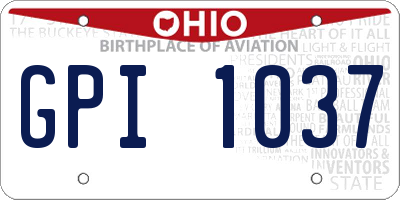 OH license plate GPI1037