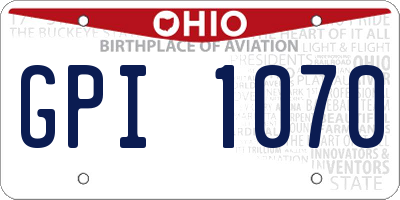 OH license plate GPI1070