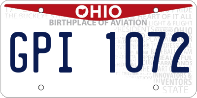 OH license plate GPI1072