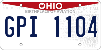OH license plate GPI1104