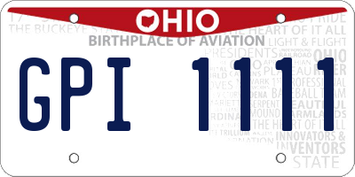 OH license plate GPI1111