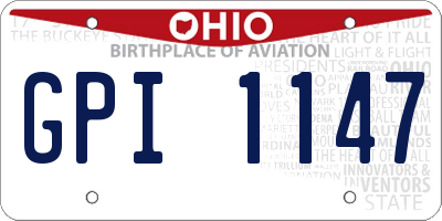 OH license plate GPI1147