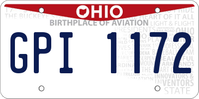 OH license plate GPI1172