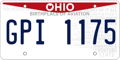 OH license plate GPI1175