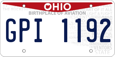 OH license plate GPI1192