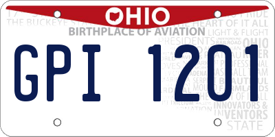 OH license plate GPI1201